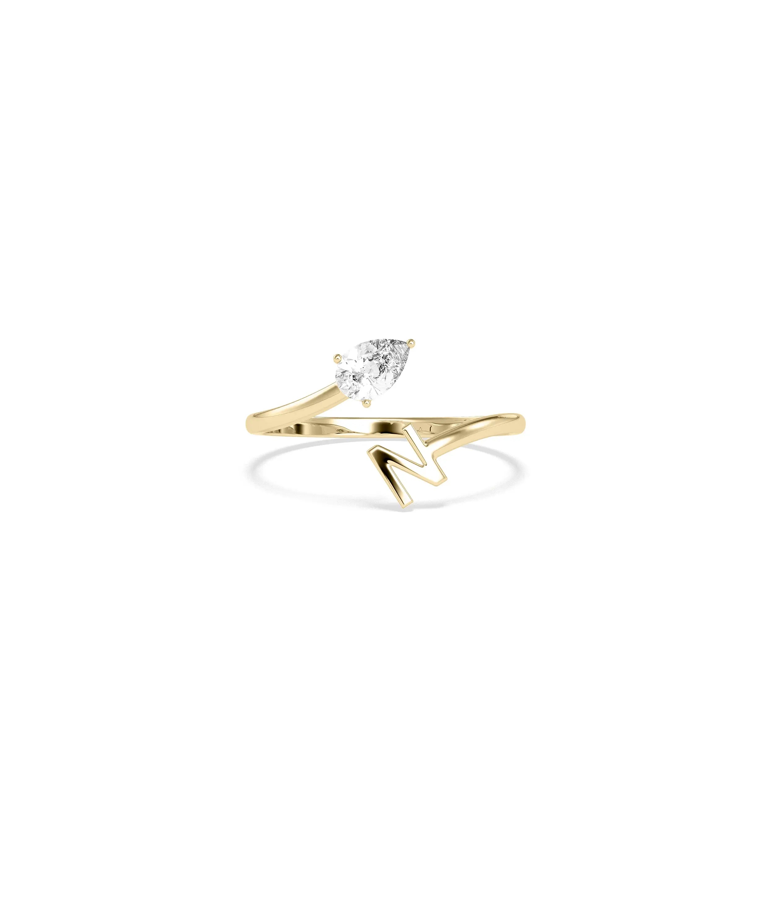 Solitaire Bypass Initial Ring Personalized Diamond