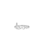 Close-up of Love Band Ring showing flowing script lettering detail