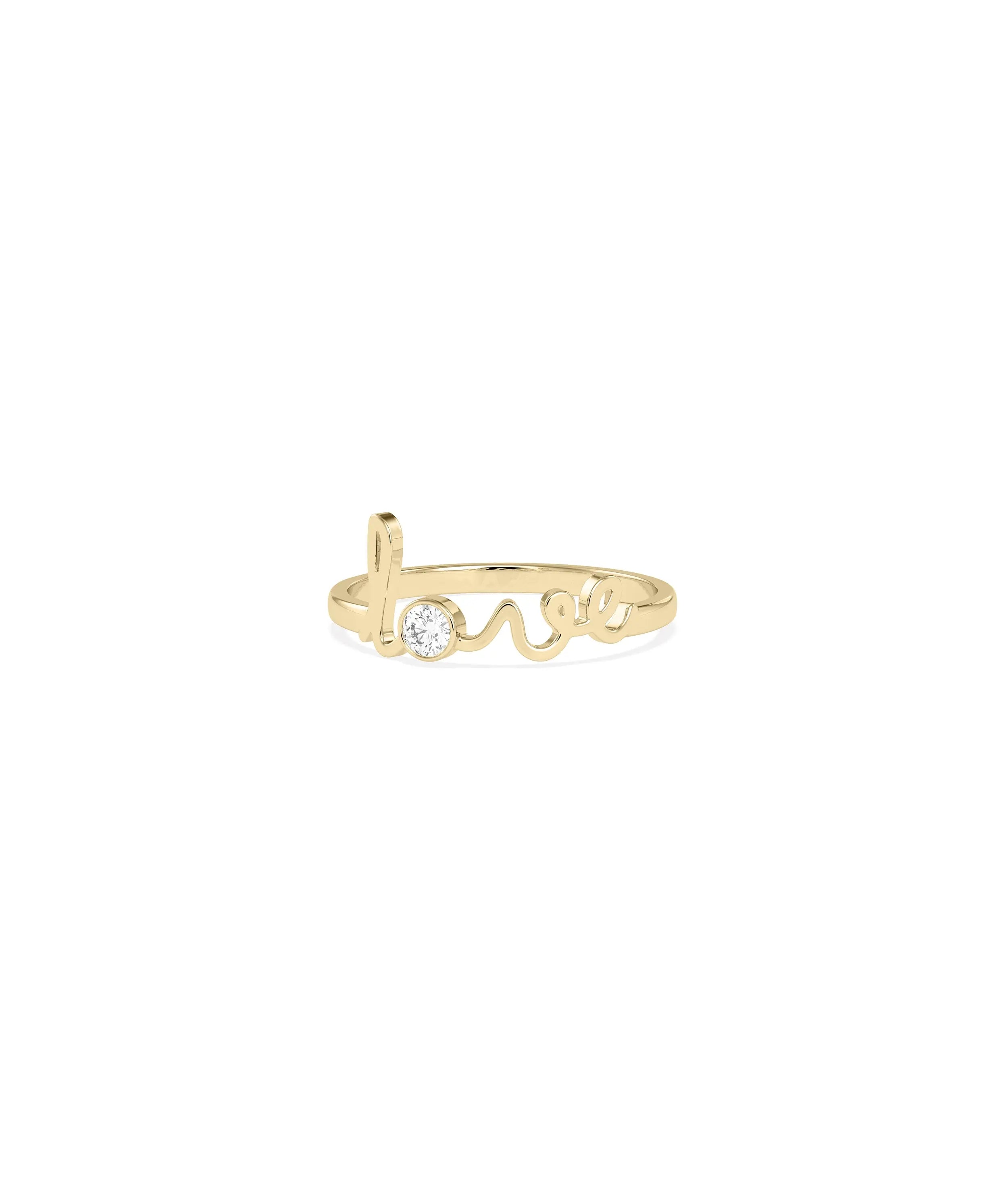 Love Band Ring Diamond Script Word Stackable