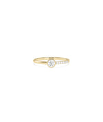 Solitaire and Half Gold Half Diamond Band Ring with center stone and mixed band