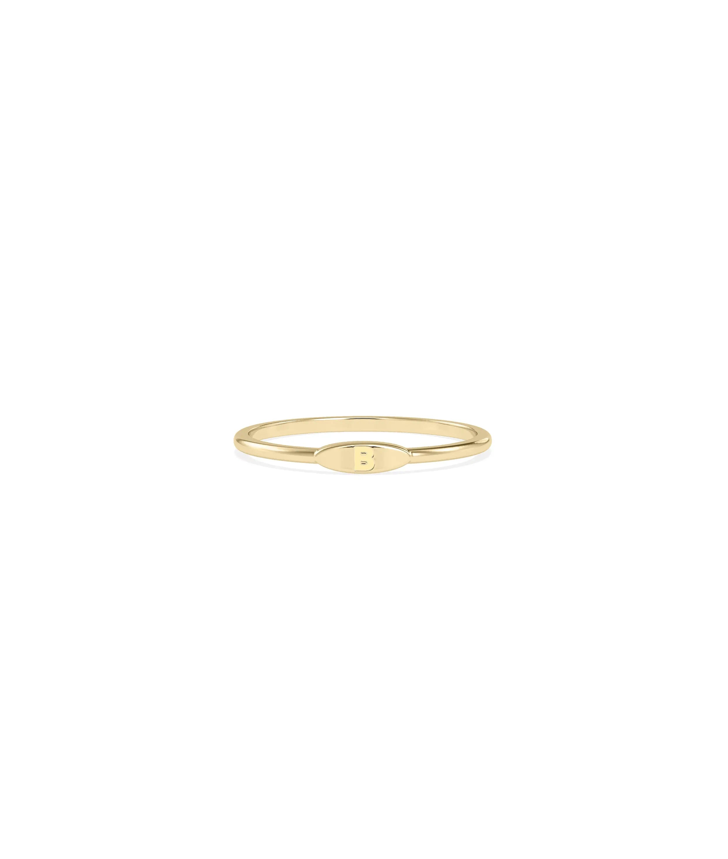 Embossed Single Initial Petite Ring Personalized