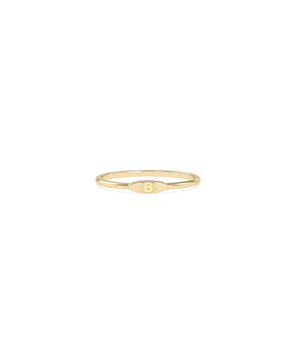 Embossed Single Initial Petite Ring with raised personalized letter detail