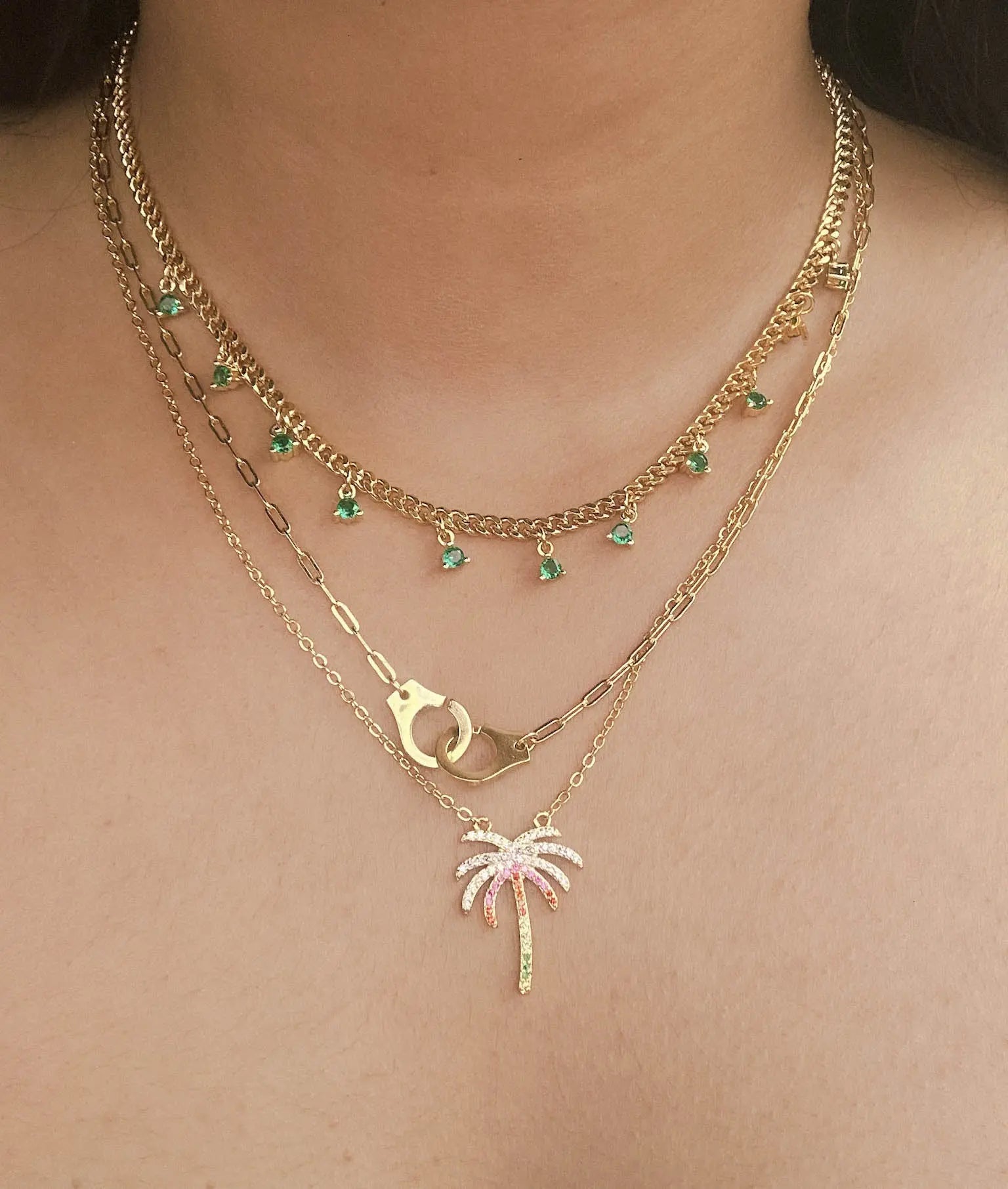 Paper Clip Necklace with Handcuff Charm lifestyle photo with provocative style