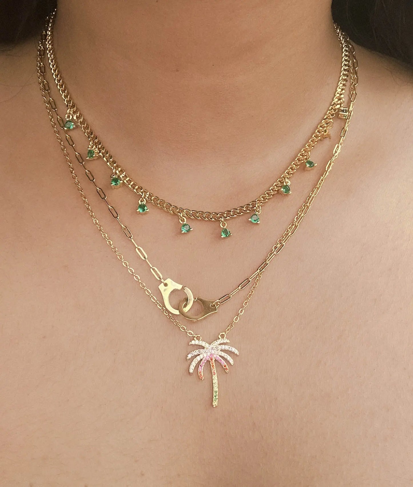 Paper Clip Necklace with Handcuff Charm lifestyle photo with provocative style