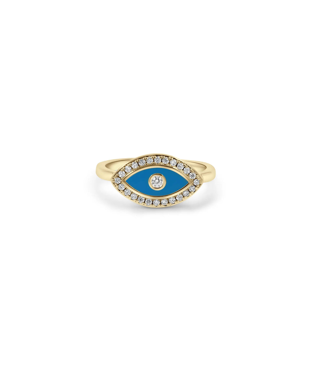 Evil Eye Enamel Band Ring - 79e | Everyday 14K Gold Jewelry