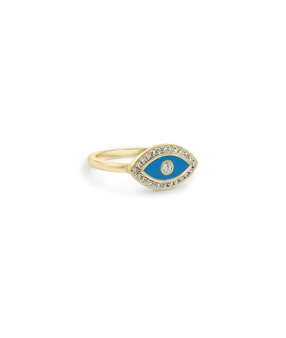 Evil Eye Enamel Band Ring - 79e | Everyday 14K Gold Jewelry