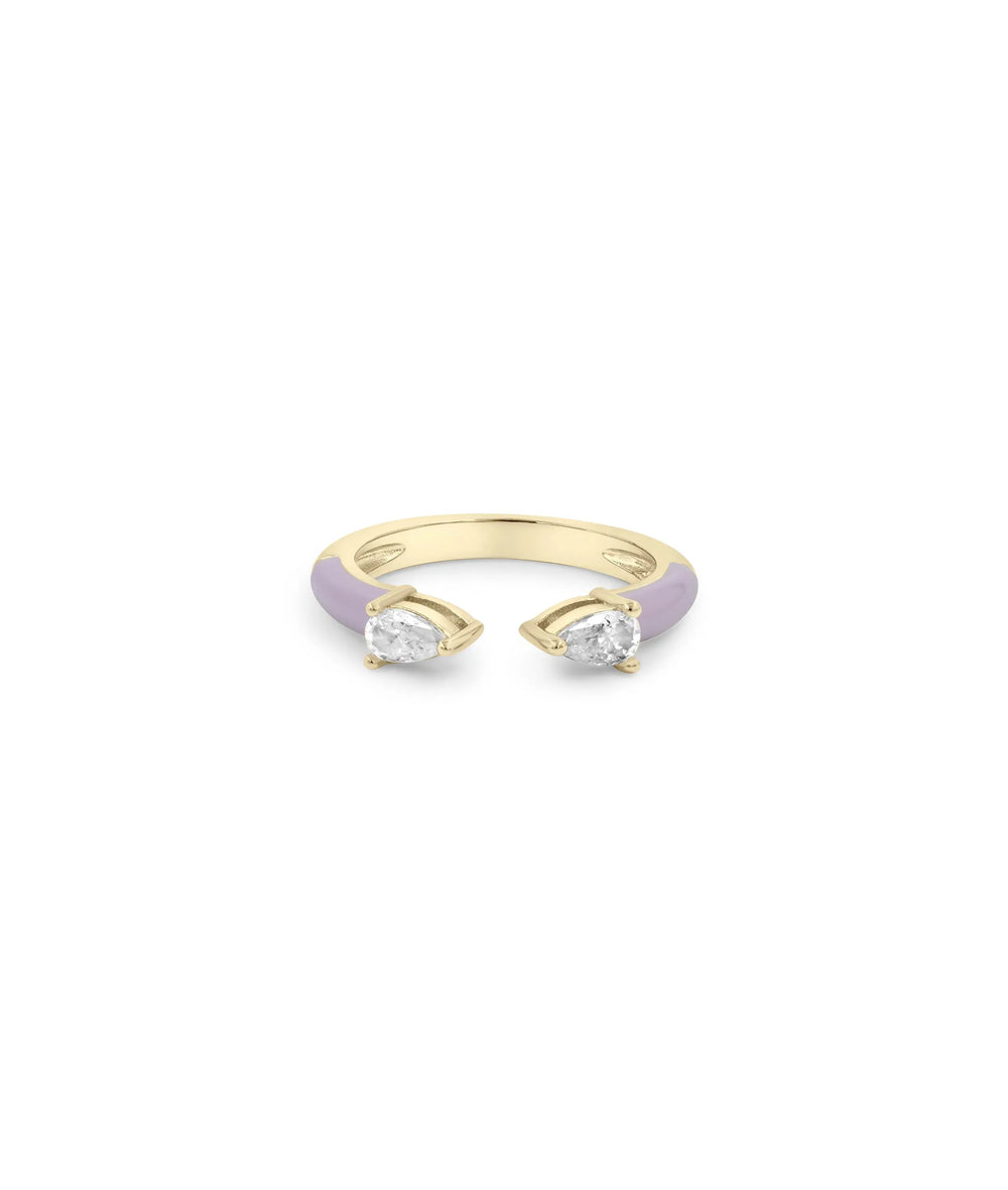 Split Diamond Solitaire Enamel Ring front view yellow gold with solitaire design