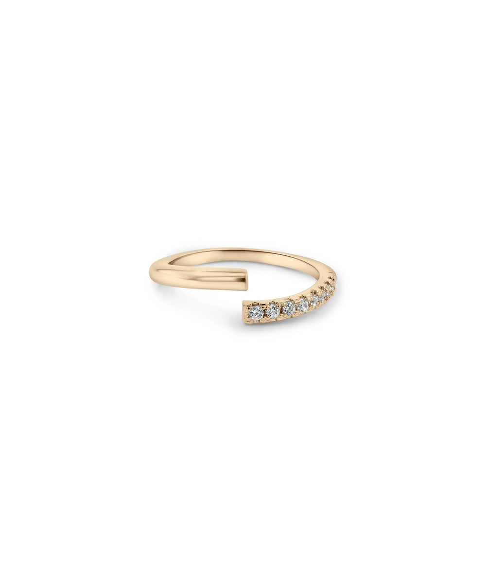 Split Diamond and Gold Band Ring rose gold with contrasting elements