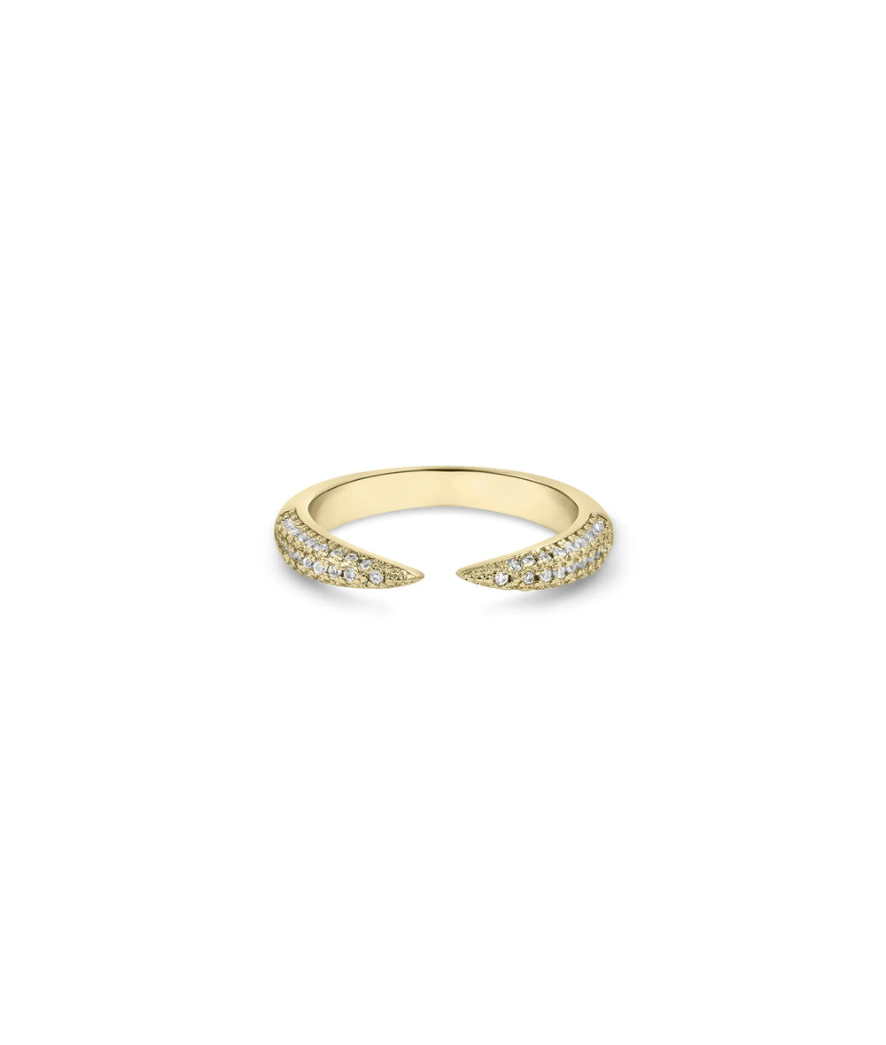 Diamond Split Ring front view yellow gold with open split design