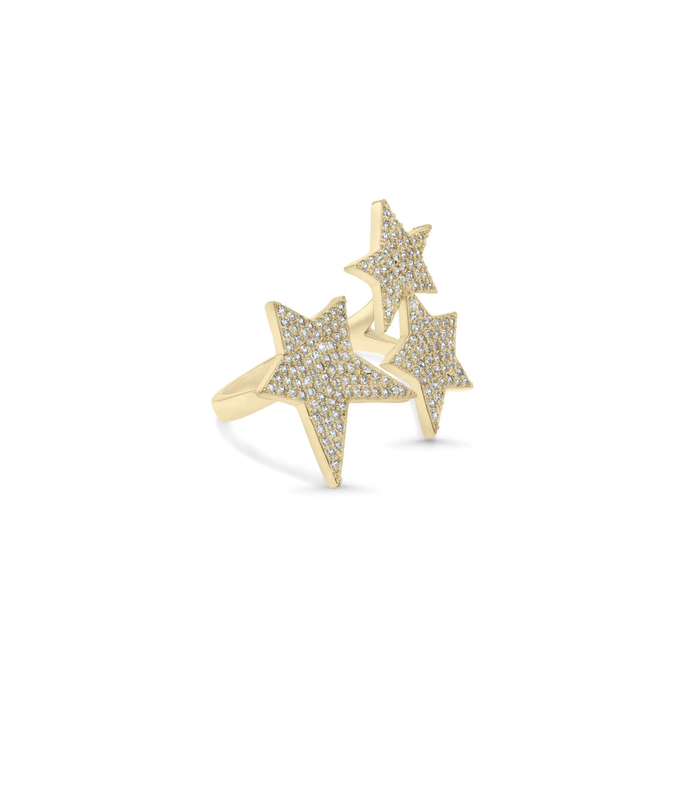 3 Star Diamond Ring side angle showing graduated star size detail