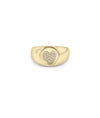 Heart Signet Ring front view yellow gold with heart symbol design
