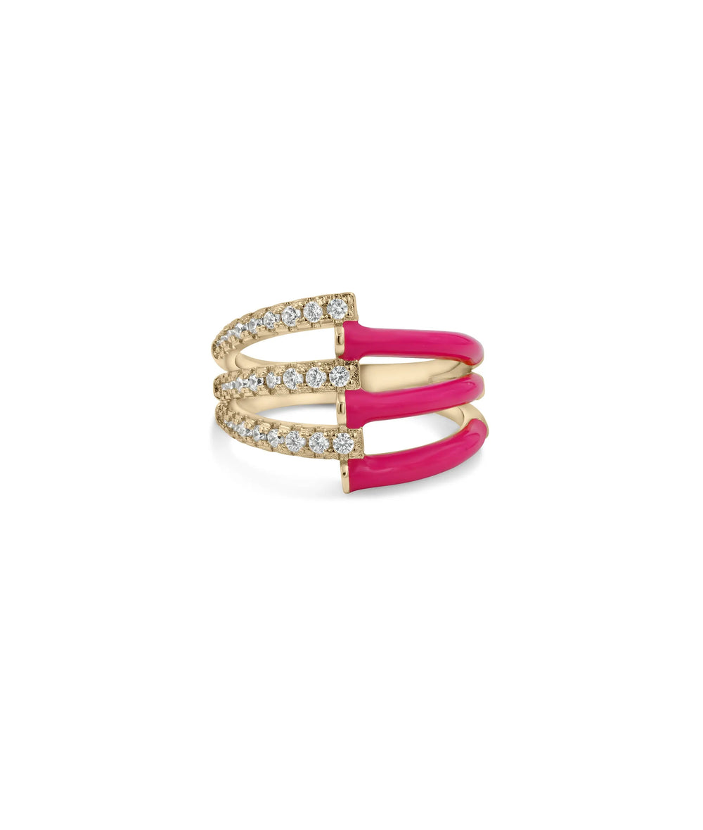 Enamel Diamond Ring white gold with vibrant color and sparkle