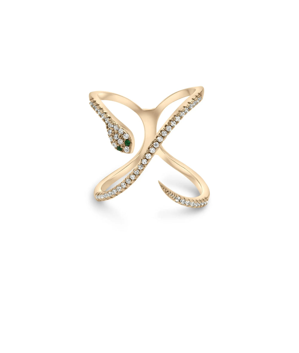 Snake Cross Ring rose gold featuring transformation symbolism