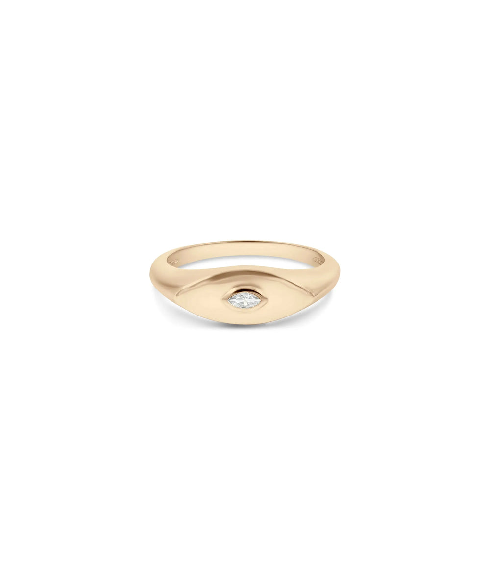 Evil Eye Diamond Ring rose gold featuring ancient talisman symbol