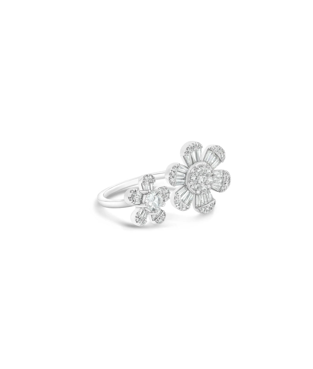 Set of Flower Ring side angle showing complementary size detail