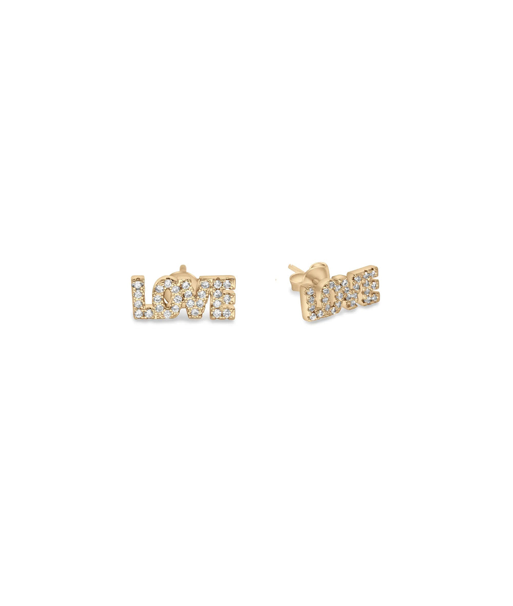 Diamond Mantra Stud Earrings rose gold featuring spiritual symbolism