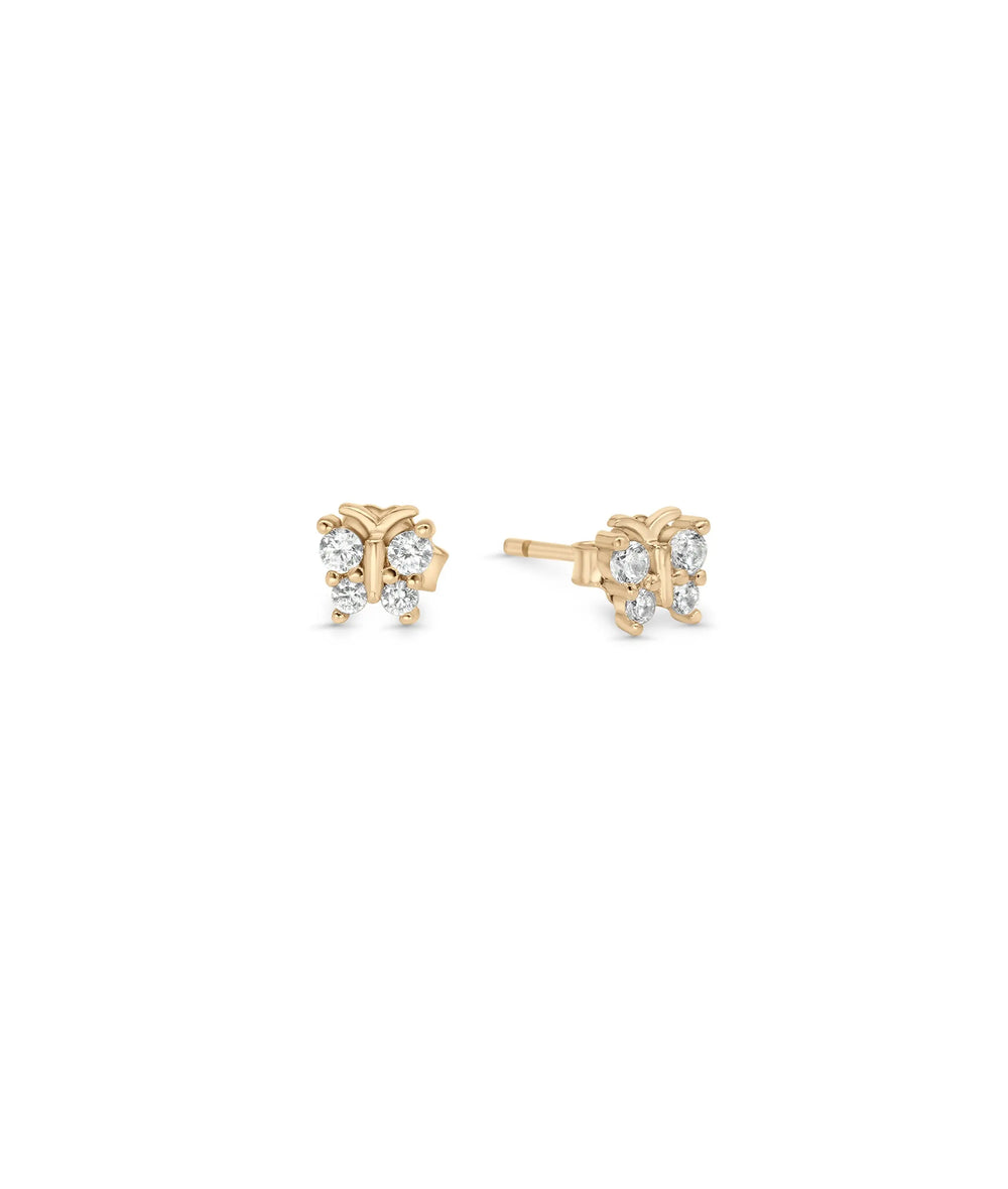 Diamond Butterfly Stud Earrings rose gold featuring diamond accents