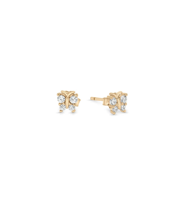 Diamond Butterfly Stud Earrings rose gold featuring diamond accents alternate view
