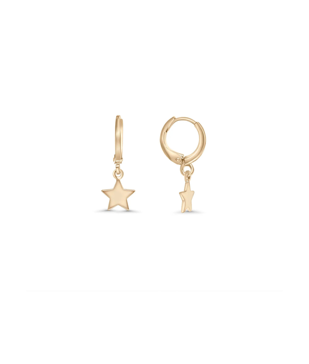 Gold Star Dangle Earrings rose gold featuring celestial motif