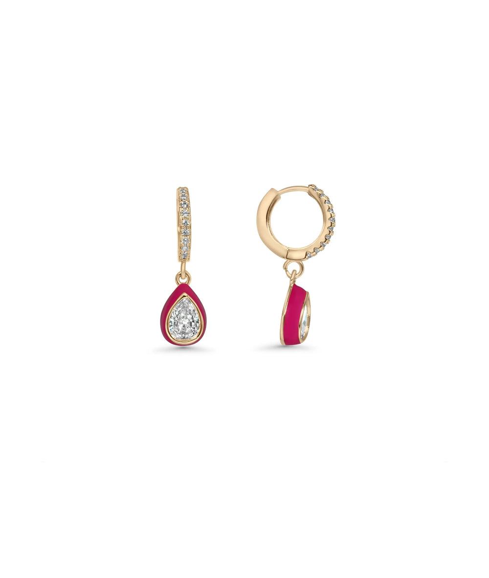 Solitaire Enamel Drop Earring rose gold featuring brilliant gemstone
