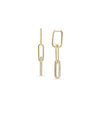 Diamond Paper Clip Drop Earrings front view yellow gold with linked design