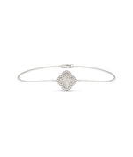 Fluted Clover Bracelet white gold with lucky four leaf design