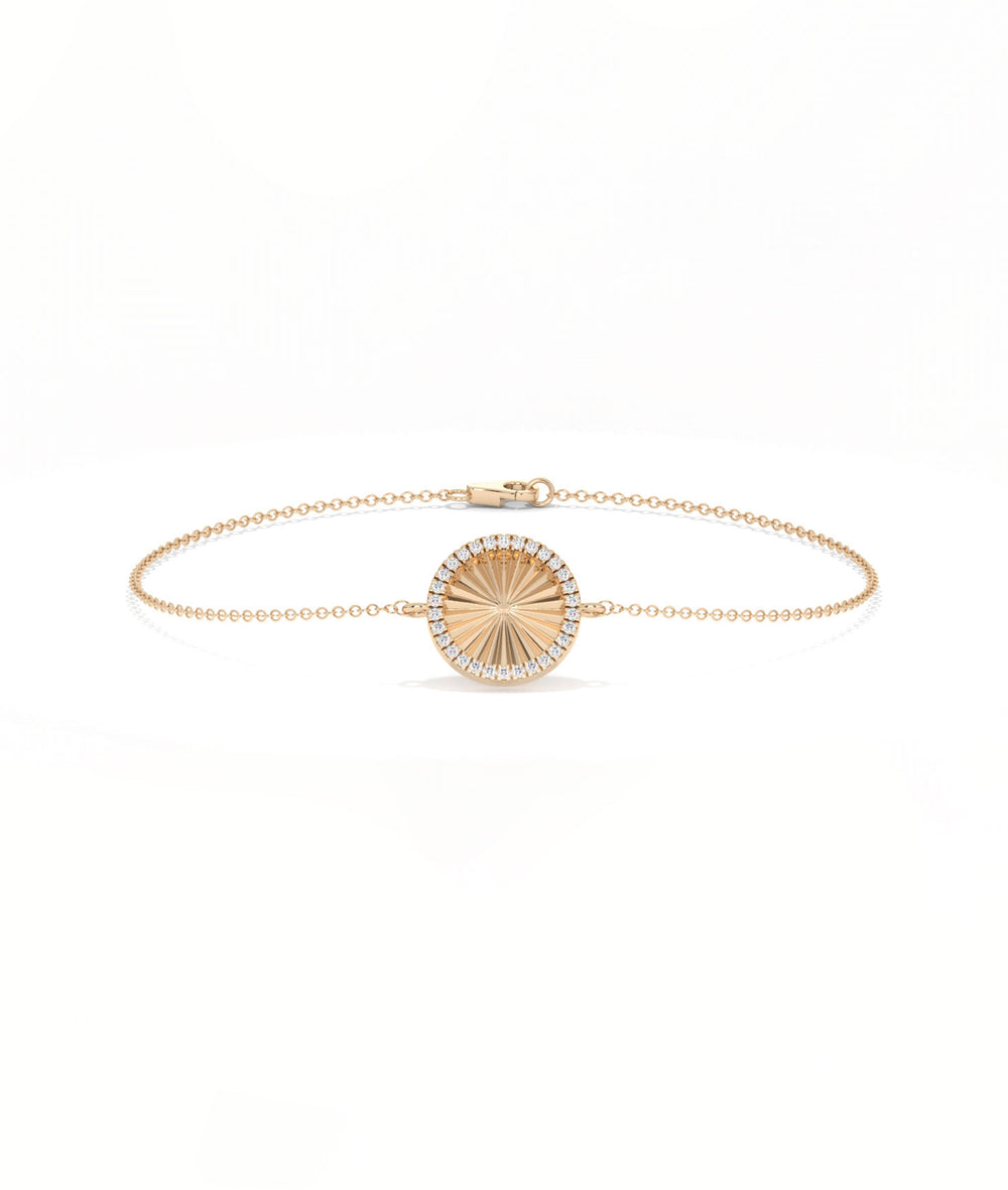 Fluted Circle Bracelet Diamond Eternity Gold Chain