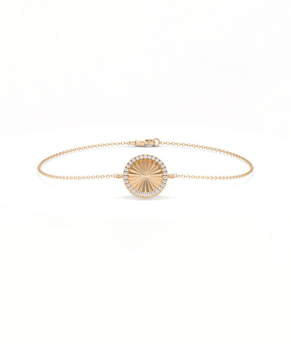Fluted Circle Bracelet Diamond Eternity Gold Chain