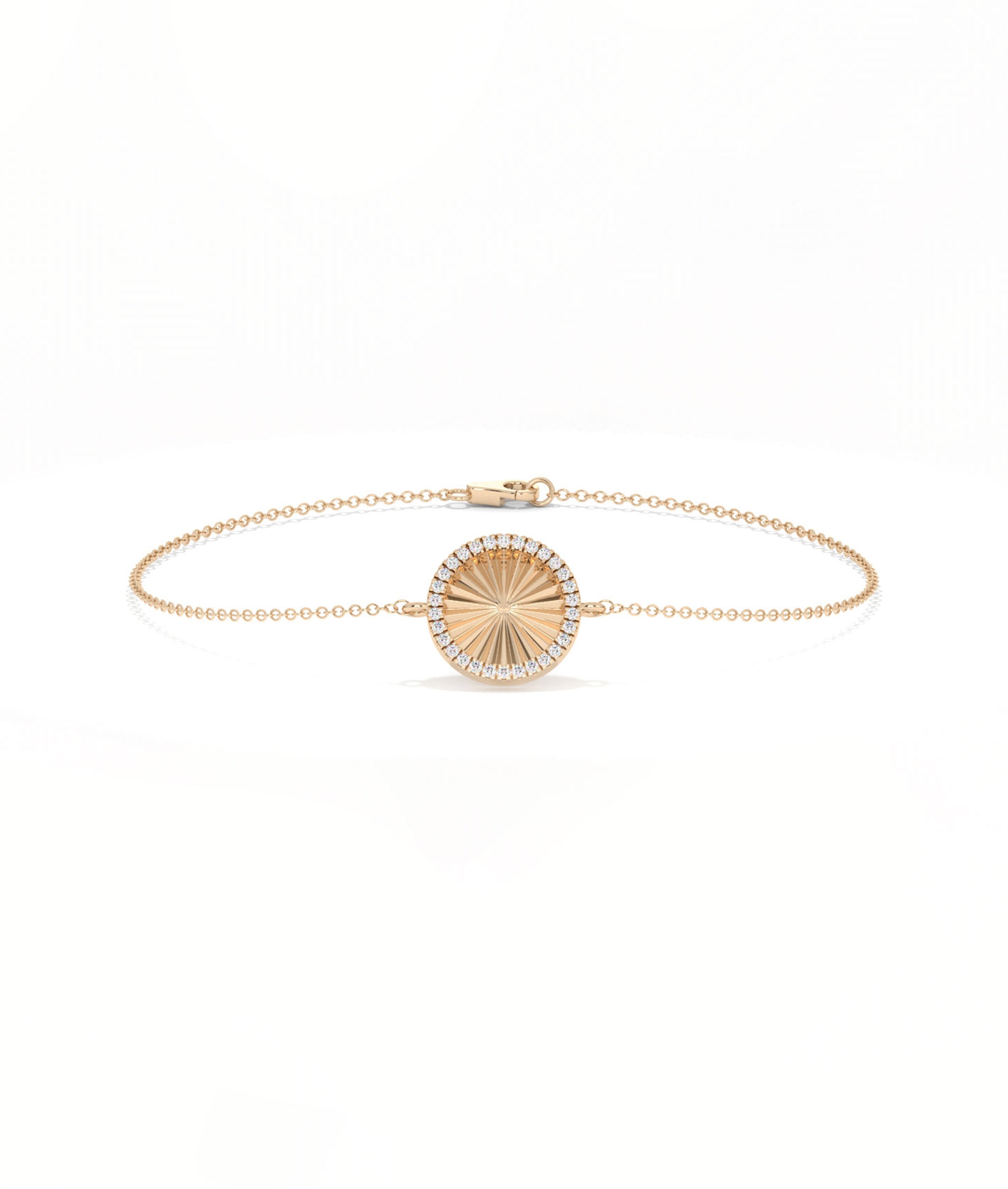 STERLING SILVER Fluted Circle Lab Diamond Bracelet