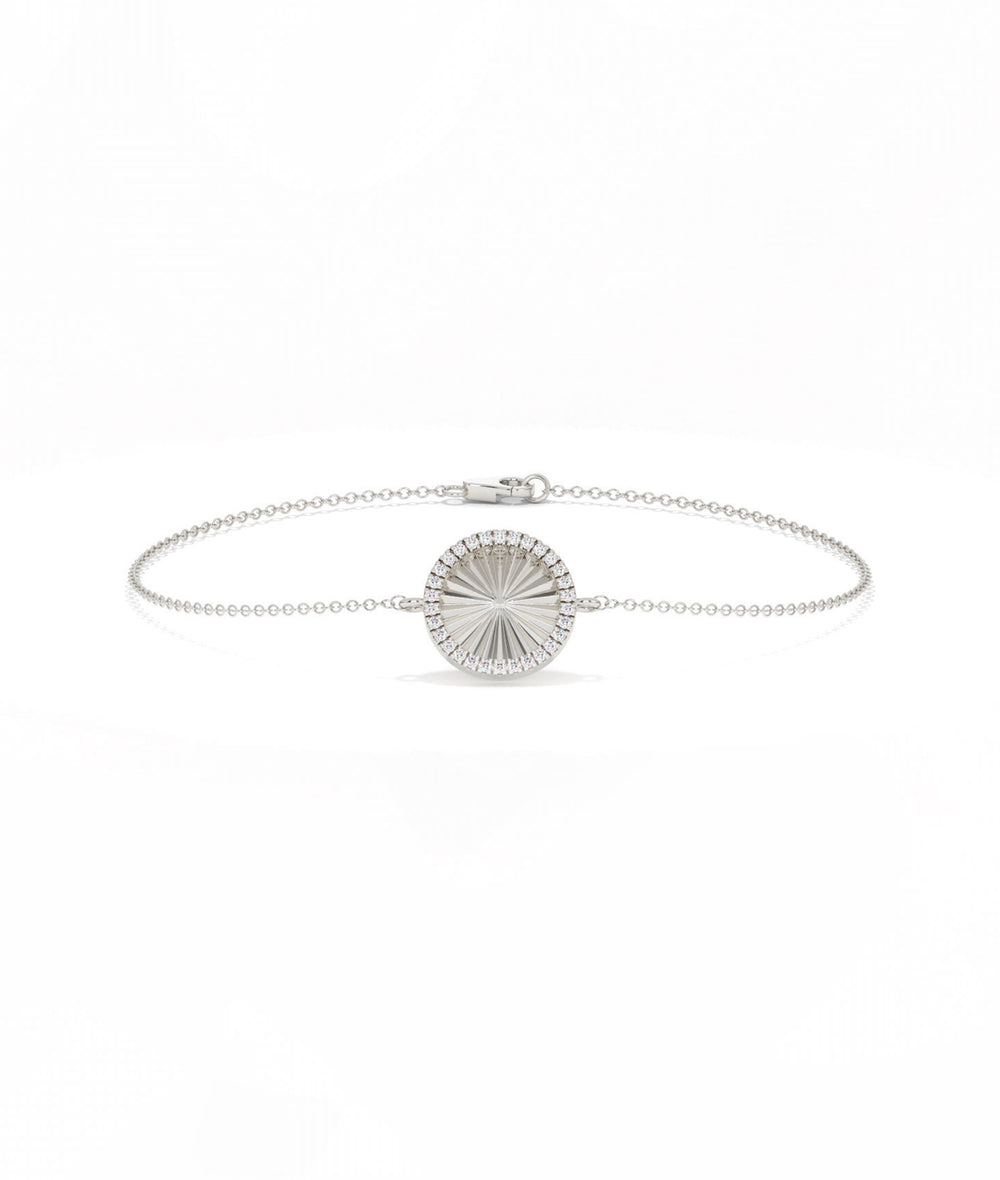 Fluted Circle Bracelet Diamond Eternity Gold Chain