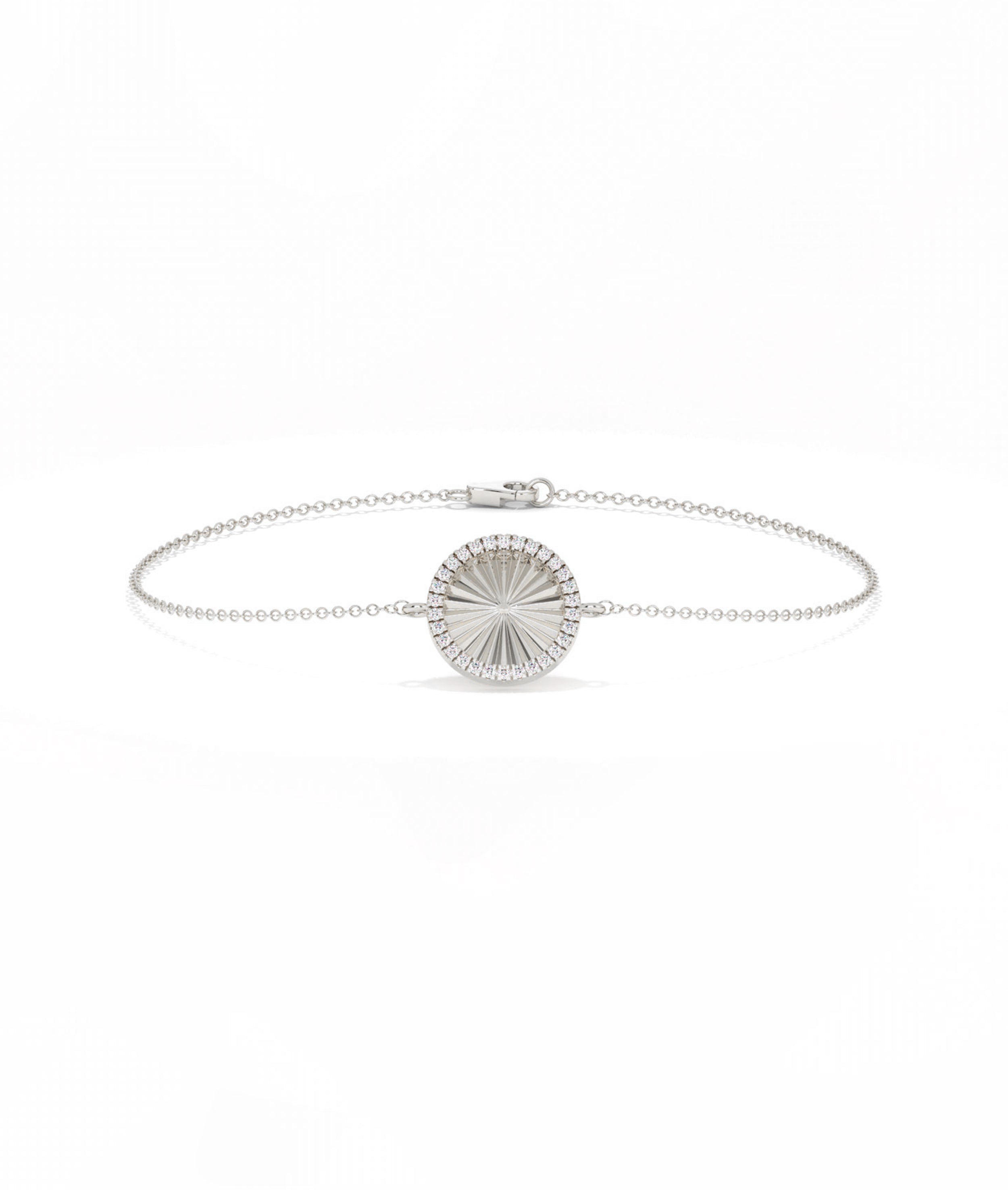 Fluted Circle Bracelet Diamond Eternity Gold Chain