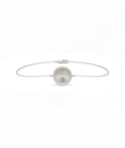 Fluted Circle Bracelet Diamond Eternity Gold Chain