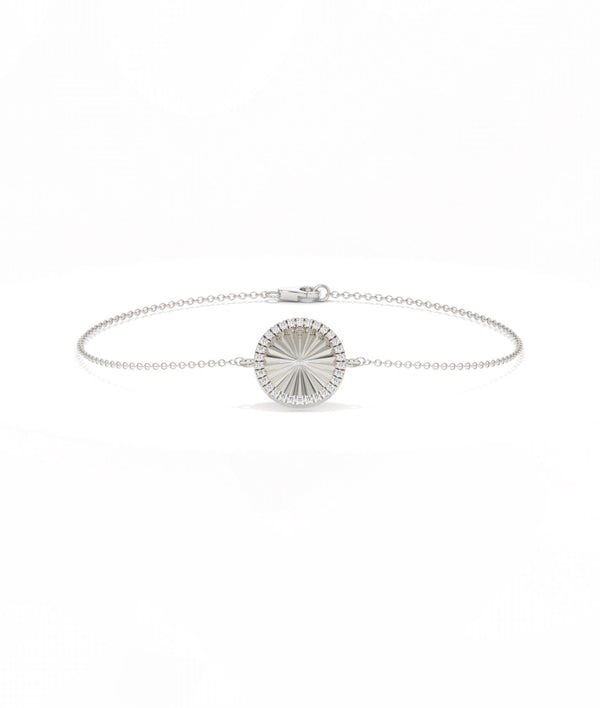 Fluted Circle Bracelet Diamond Eternity Gold Chain