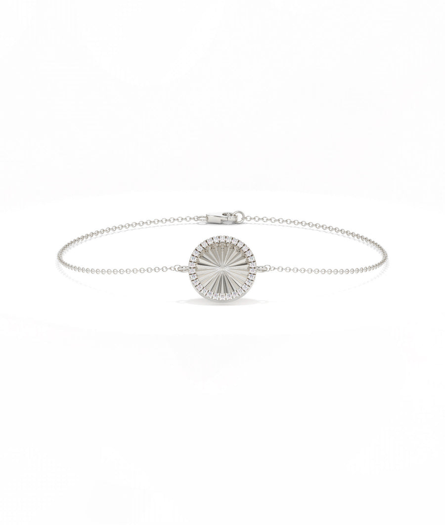 Fluted Circle Bracelet Diamond Eternity Gold Chain