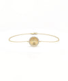 Fluted Circle Bracelet front view yellow gold with diamond circle charm
