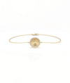 Fluted Circle Bracelet front view yellow gold with diamond circle charm