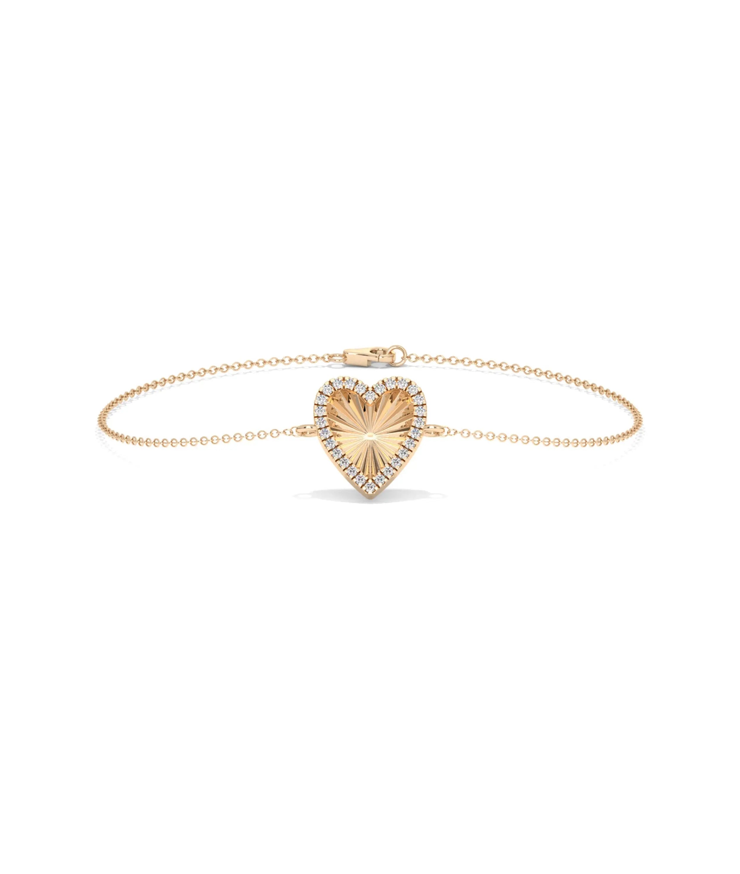 Fluted Heart Bracelet rose gold featuring romantic chain design
