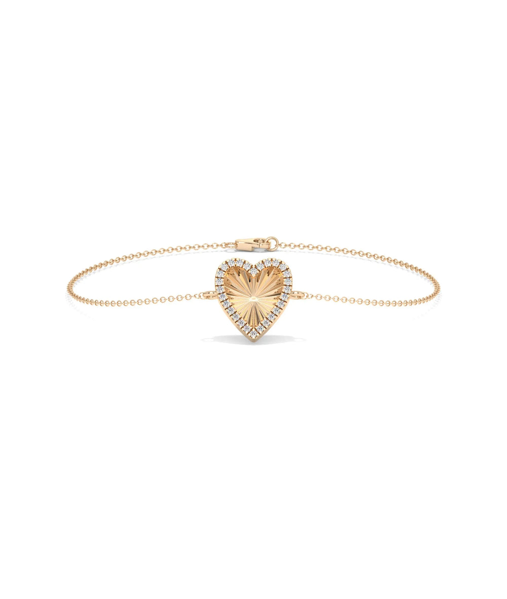 Fluted Heart Bracelet rose gold featuring romantic chain design