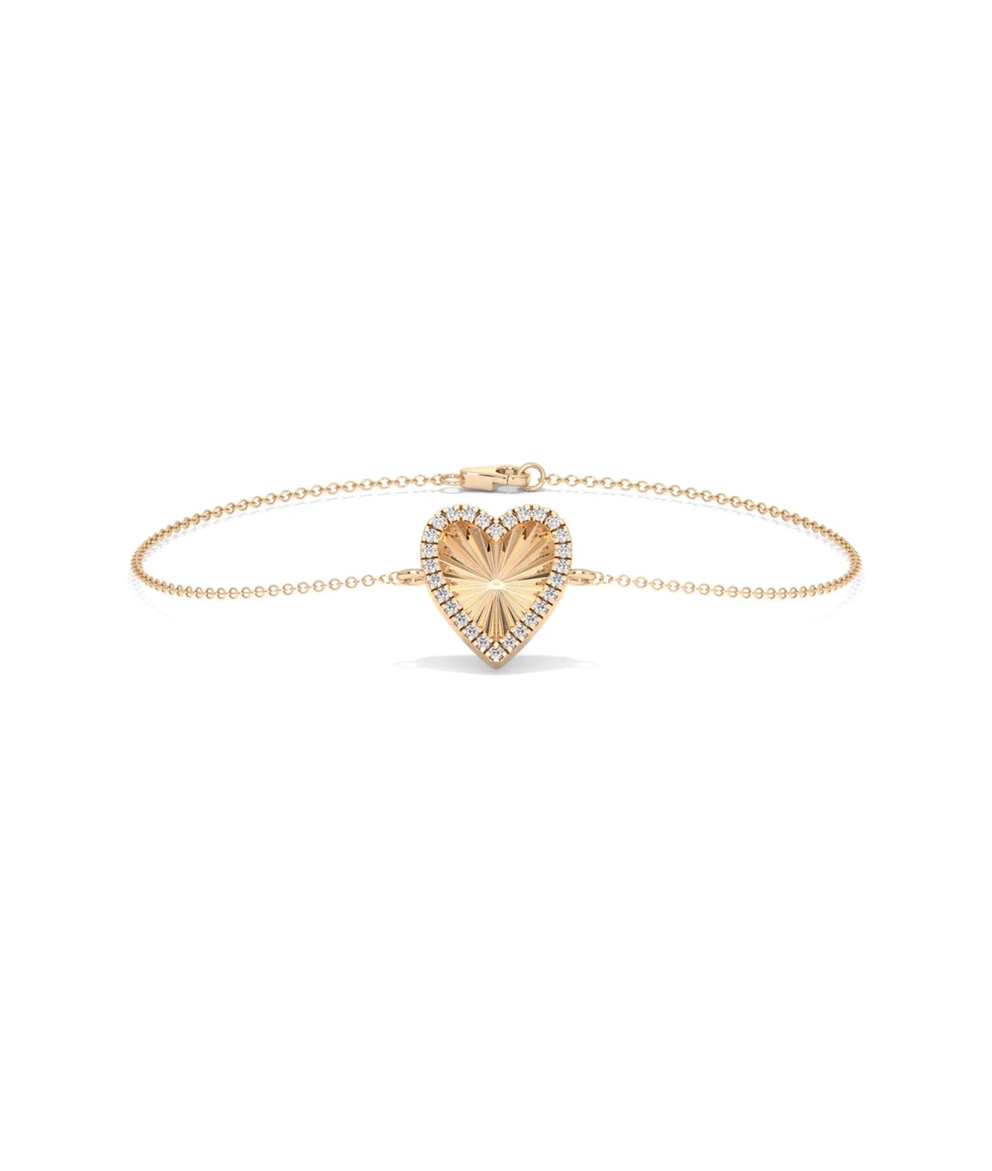 Fluted Heart Bracelet rose gold featuring romantic chain design