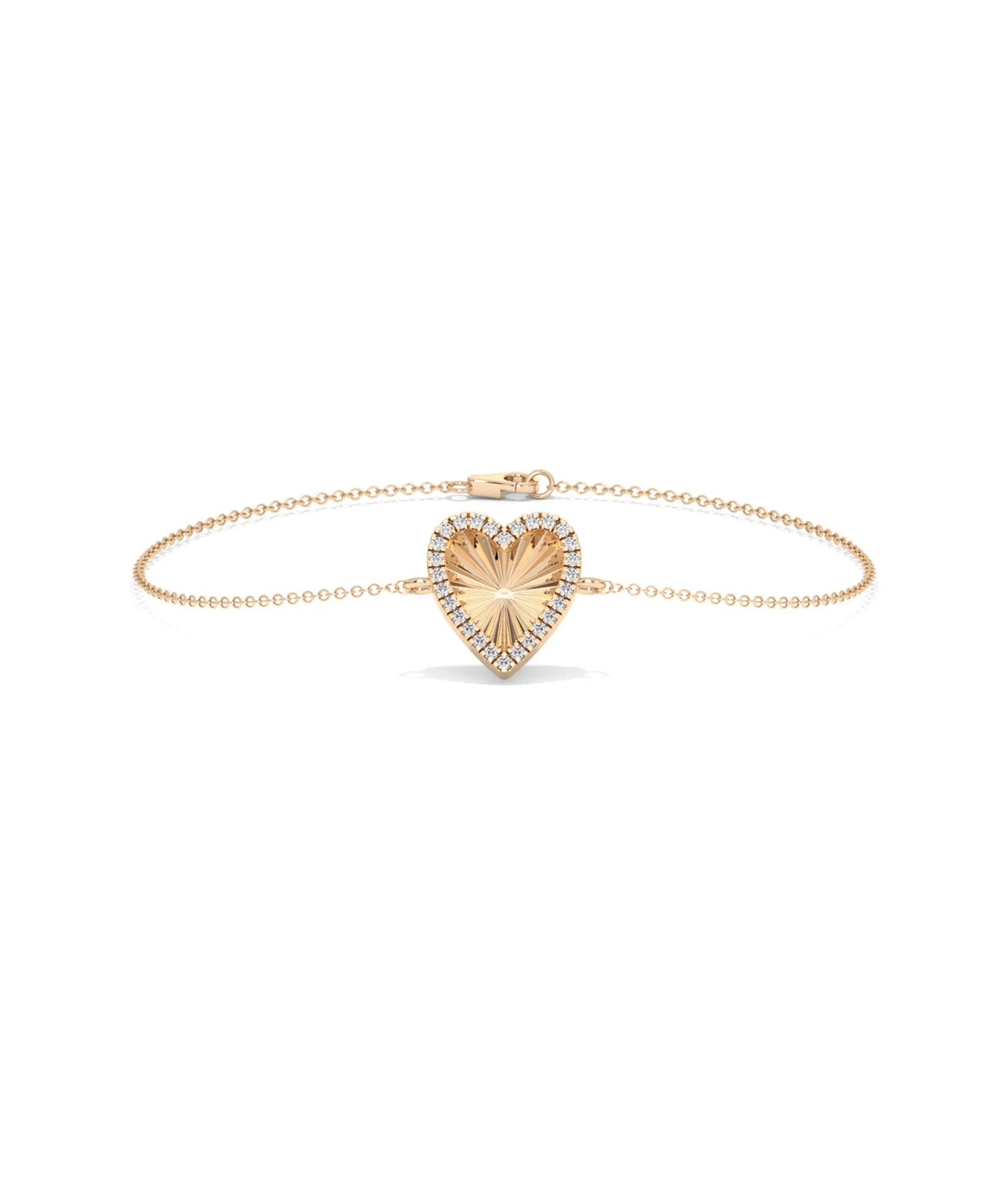 Fluted Heart Bracelet rose gold featuring romantic chain design