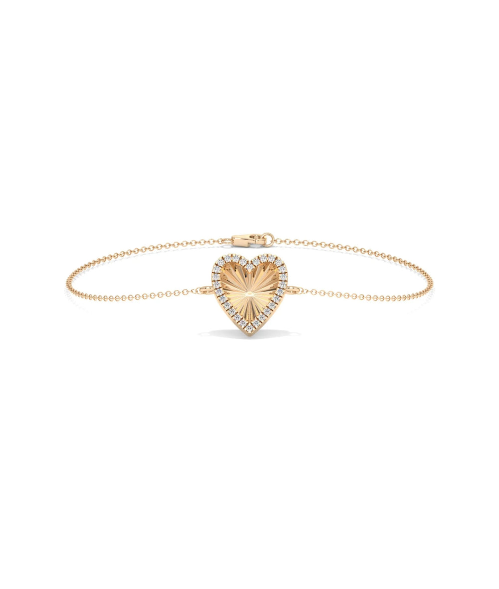 Fluted Heart Bracelet rose gold featuring romantic chain design