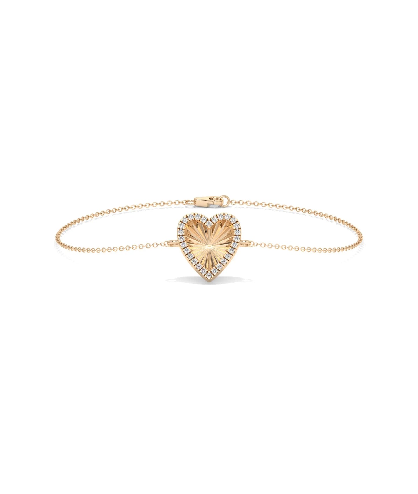 Fluted Heart Bracelet rose gold featuring romantic chain design