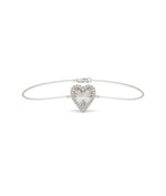 Fluted Heart Bracelet white gold with sparkling heart centerpiece
