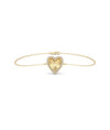 Fluted Heart Bracelet front view yellow gold with diamond heart charm