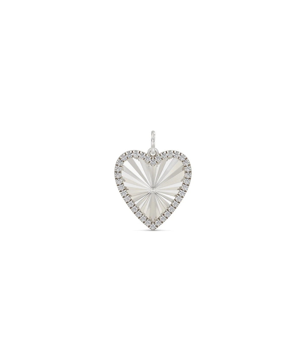 Fluted Heart Charm white gold with sparkling romantic symbol