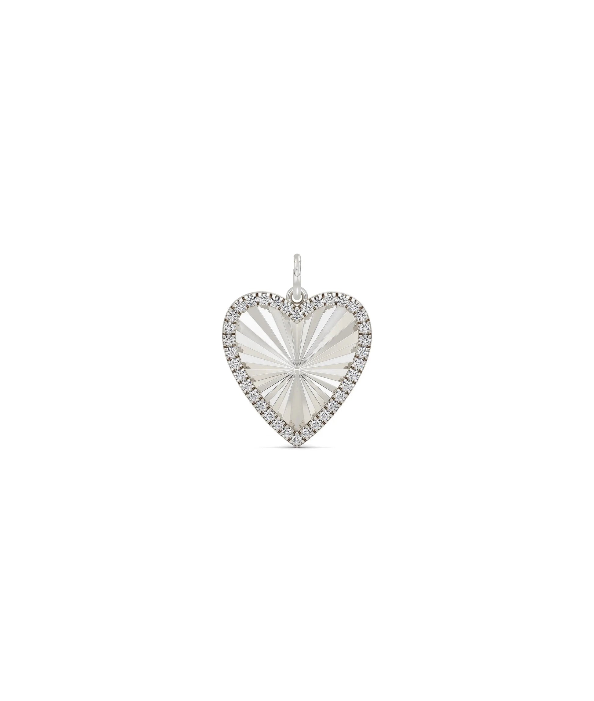 Fluted Heart Charm white gold with sparkling romantic symbol
