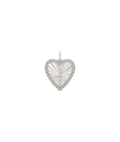 Fluted Heart Charm white gold with sparkling romantic symbol