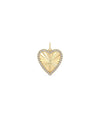 Fluted Heart Charm front view yellow gold with diamond heart design