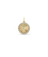 Fluted Circle Charm front view yellow gold with diamond circle design