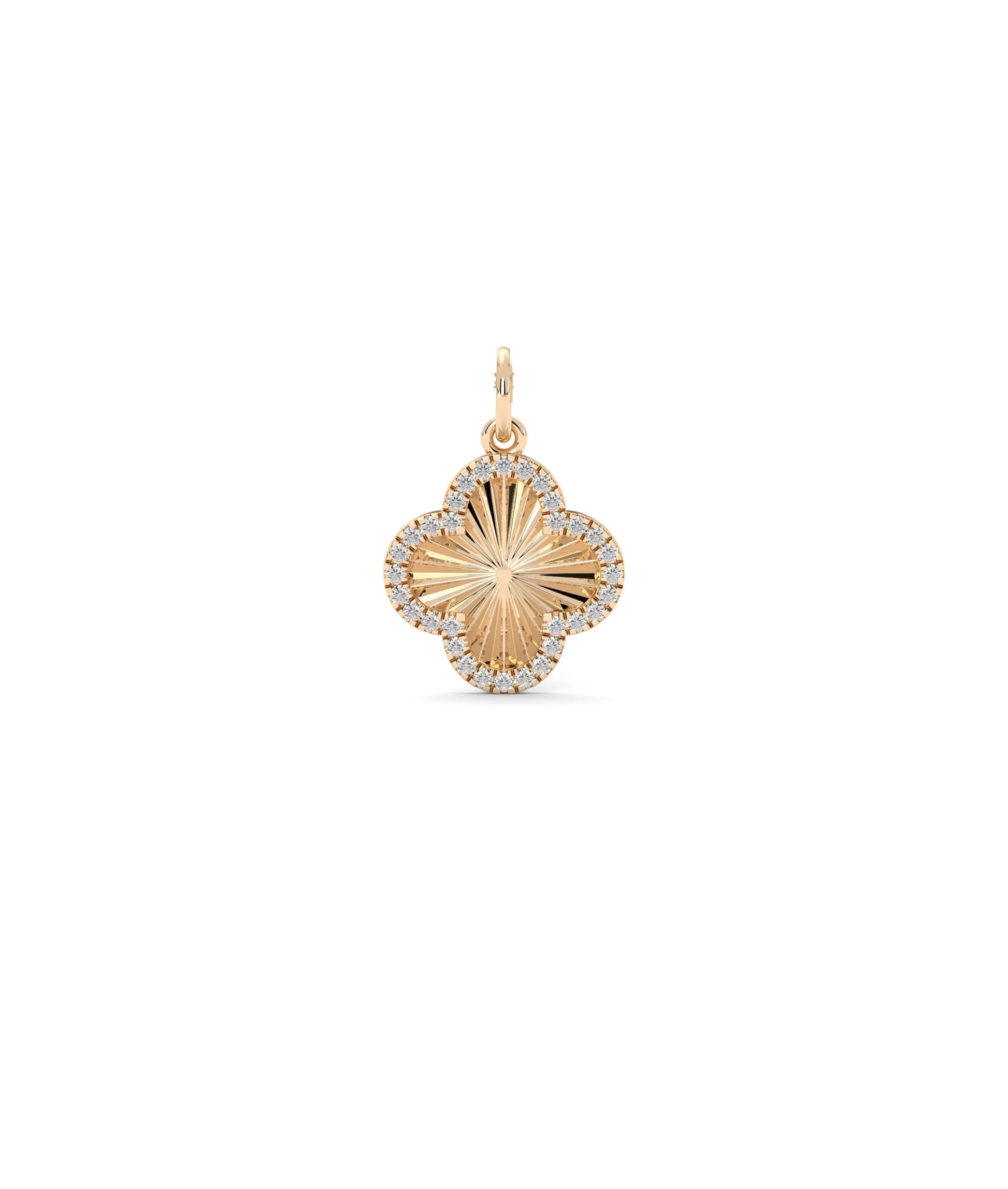 Fluted Clover Charm rose gold featuring dimensional leaf texture